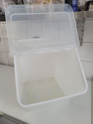 Bac à ingrédients 40 L blanc avec couvercle, boulangerie